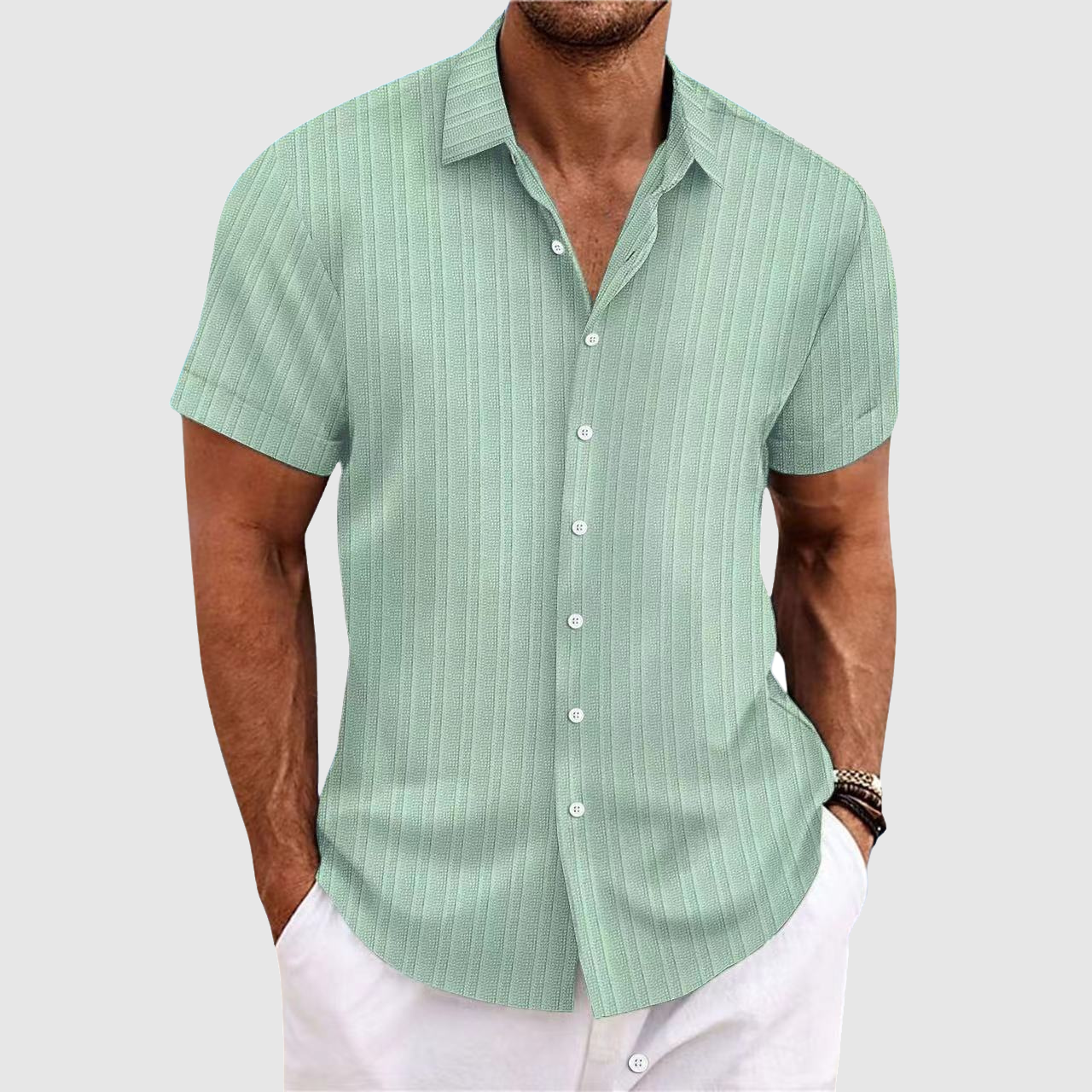 Léandre – Chemise à rayures à manches courtes homme